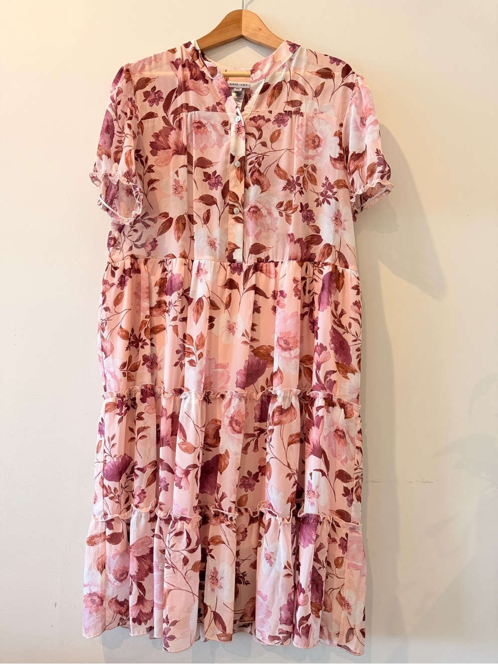 Pink Floral Tiered Dress